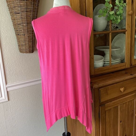 Logo By Lori Goldstein Barbie Pink Long Line Open Cardigan Women’s Medium - Picture 4 of 10